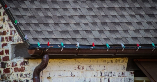 roof with Christmas lights on